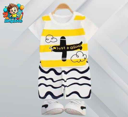 Airplane Striped T-Shirt & Shorts Set ✈️