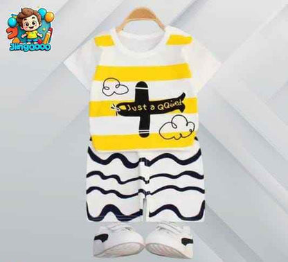 Airplane Striped T-Shirt & Shorts Set ✈️