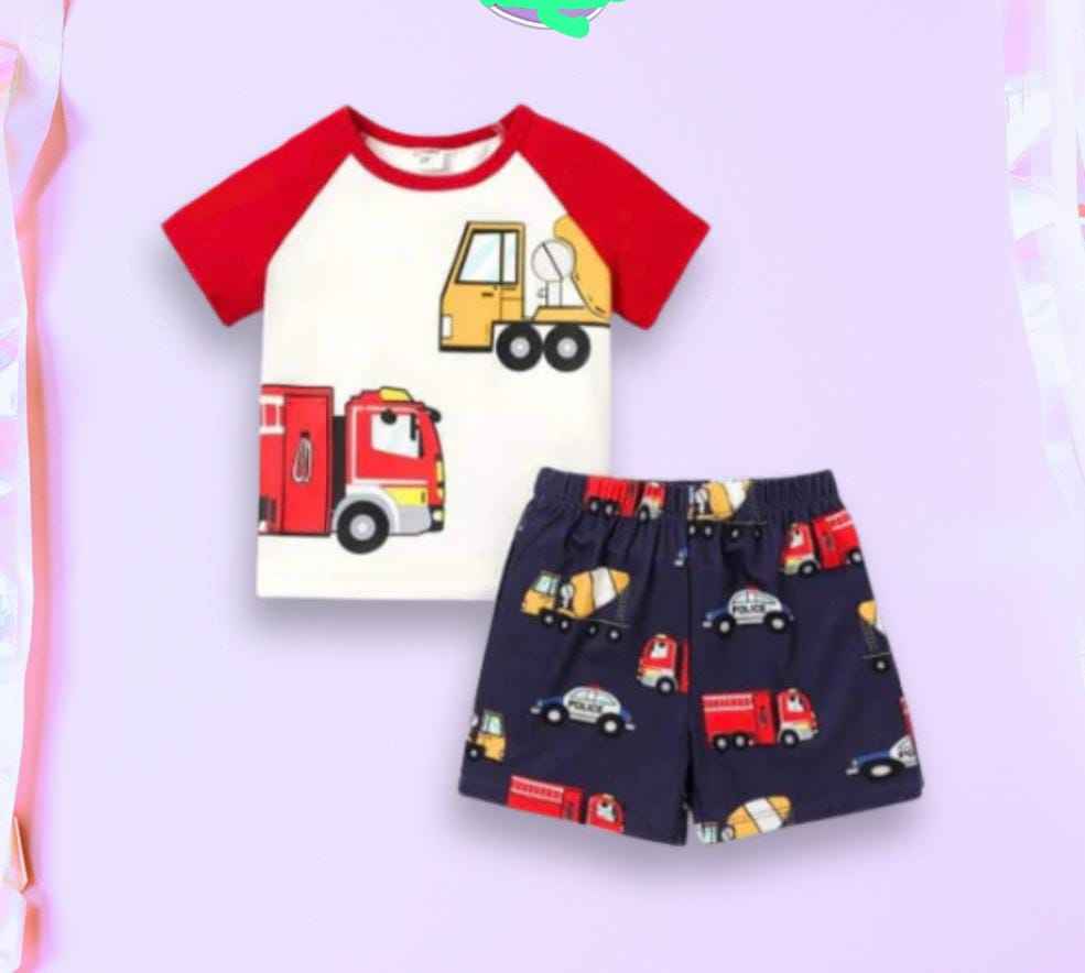 Truck Print T-Shirt & Shorts Set