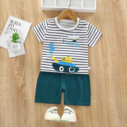 Striped T-Shirt & Solid Shorts Set
