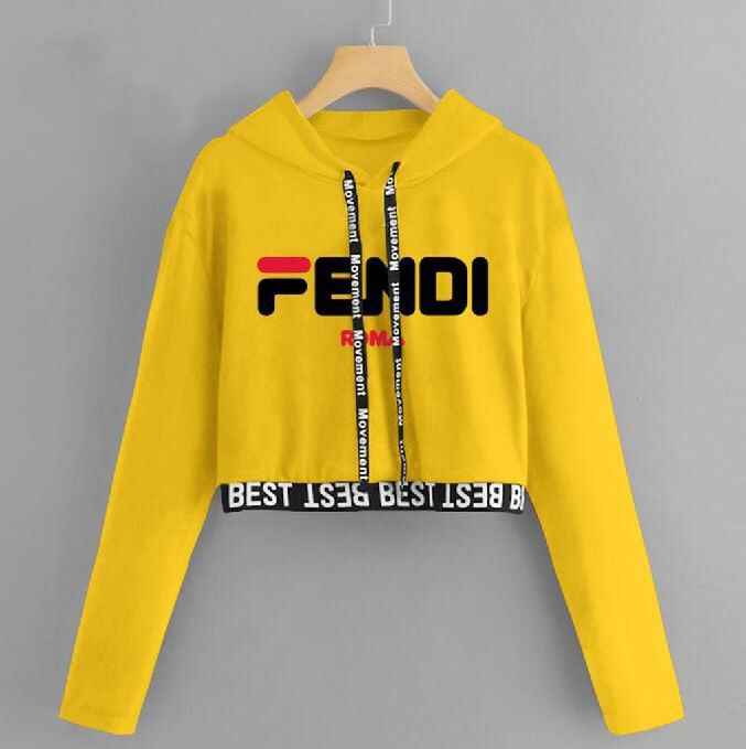 Trendy Yellow Crop Hoodie