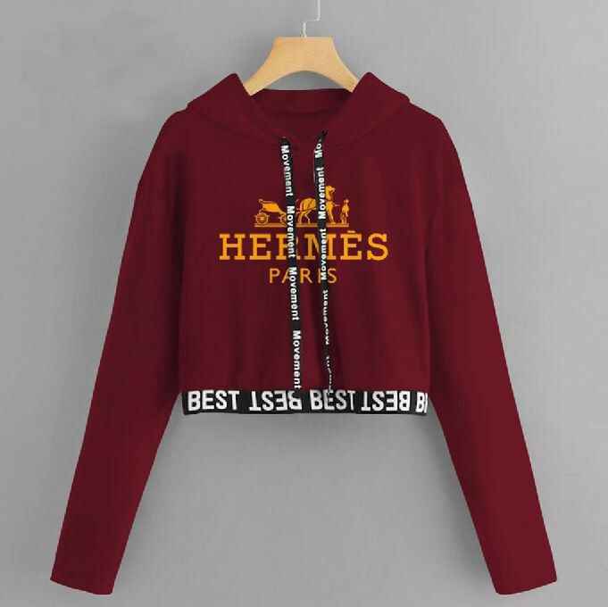 Trendy Burgundy Crop Hoodie