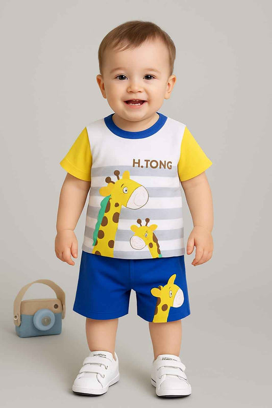 Giraffe Print T-Shirt & Shorts Set