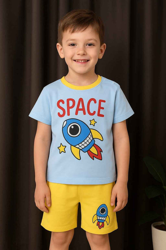 Light Blue Rocket T-Shirt & Shorts