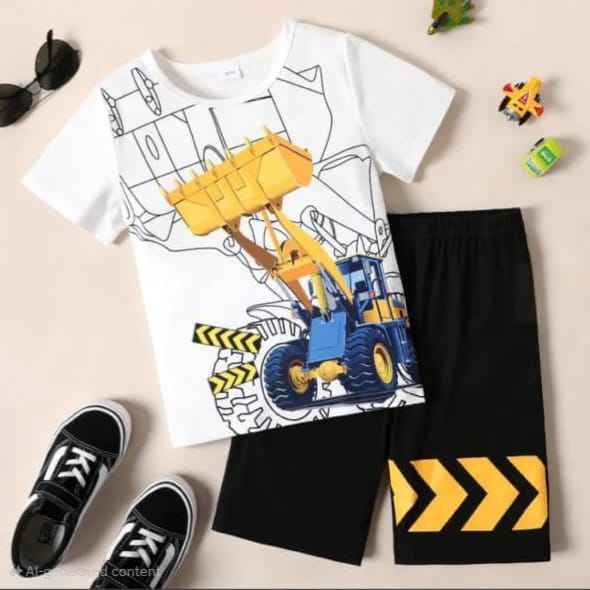 Loader Print T-Shirt & Shorts