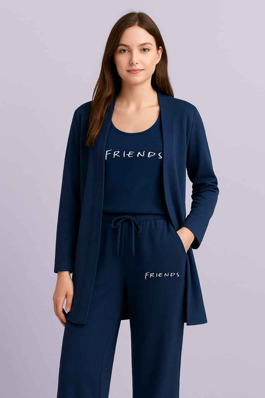 Summer Cotton 3PC Night Suit – Friends Print