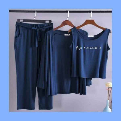 Summer Cotton 3PC Night Suit – Friends Print