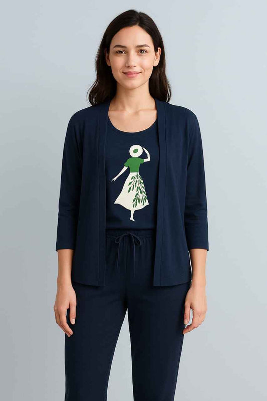 Lady Silhouette Print Night Suit