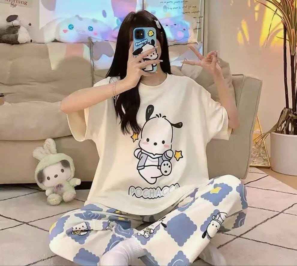 Adorable Pochacco Cartoon Night Suit – Cozy & Playful Sleepwear