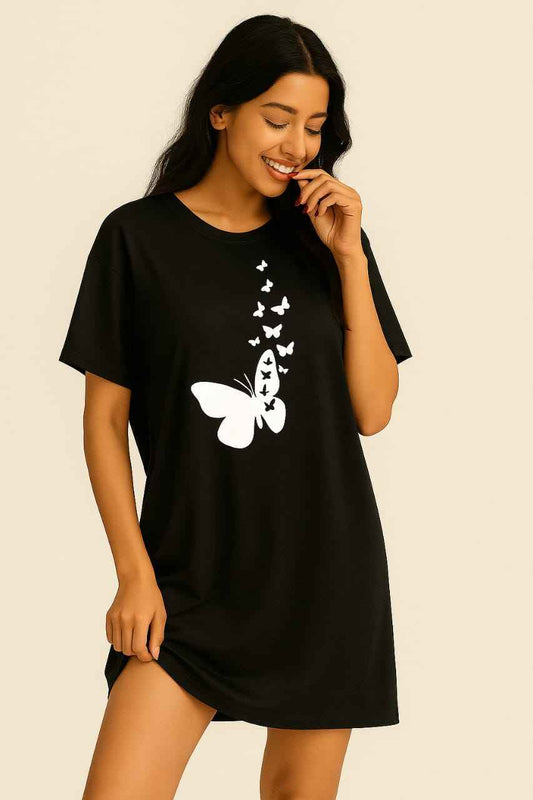 Black Long T-Shirt – Butterfly Swarm Print (Copy)