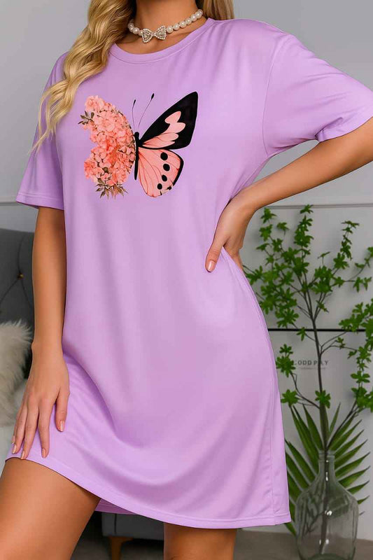 Butterfly Floral Print Women’s Long T-Shirt (Copy)