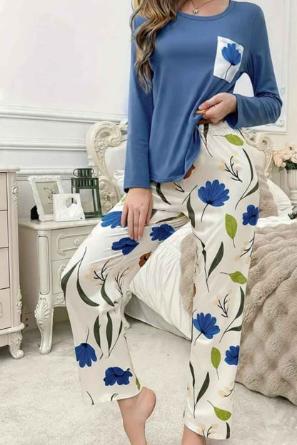 Night Suit by Safouhstore – Blue Floral Print Soft Jersey (Copy)
