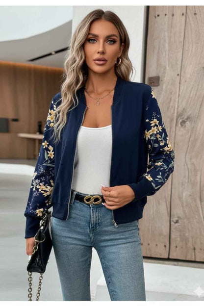 Navy Blue Floral Zip Jacket – Everyday Elegance (Copy)