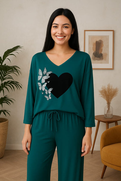 Butterfly Heart Lounge Wear Set | Soft Jersey Fabric