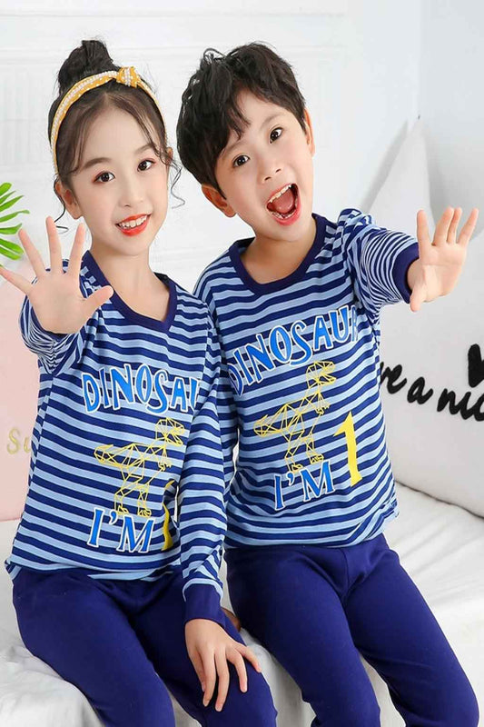 Dino Stripes Kids Night Suit