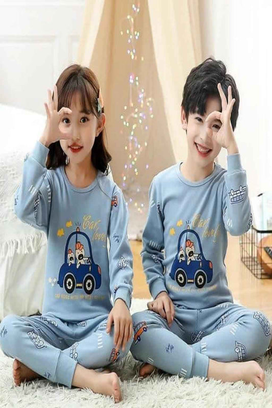 🚗 Kids Pajama Set – Car Print Nightwear for Boys & Girls 🌙
