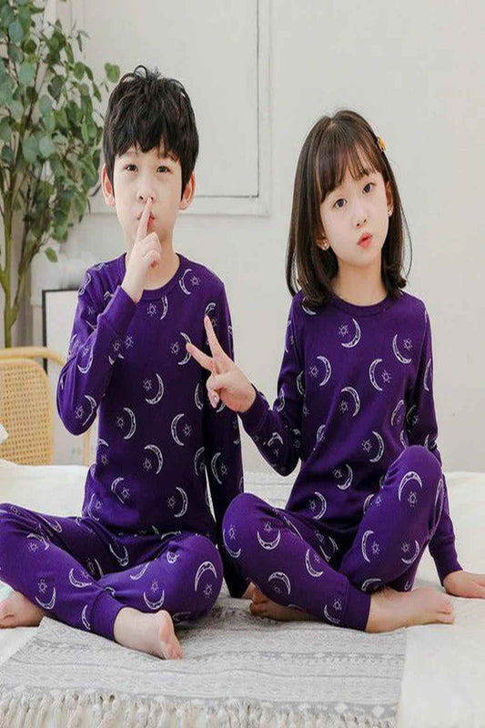 🌙 Kids Pajama Set – Moon & Star Nightwear for Boys & Girls ⭐