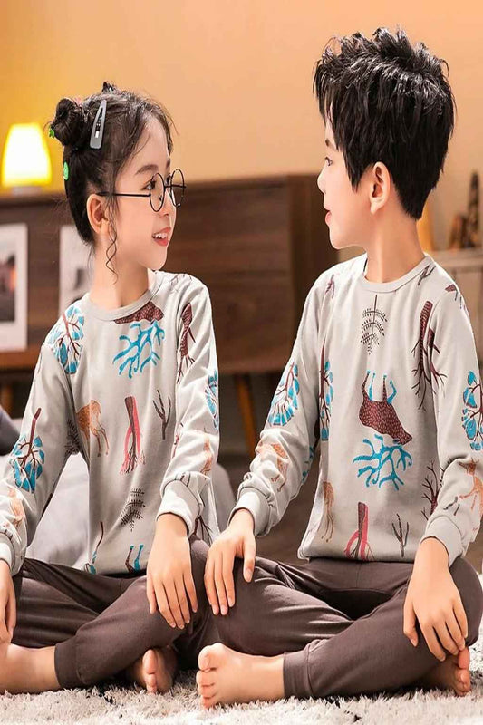Kids Pajama Set – Soft Cotton Nightwear with Animal Print