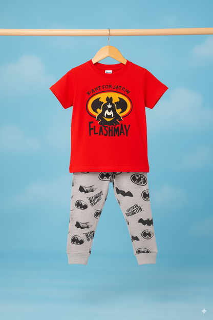 Baby Boy Red Flashman T-Shirt & Batman Pajama Set